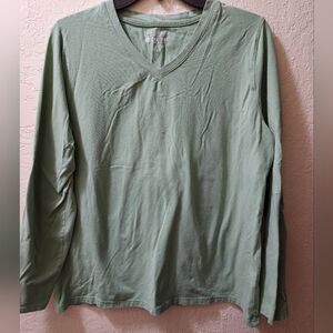 Coolibar Light Green Long Sleeve SPF 50 V-Neck Shirt